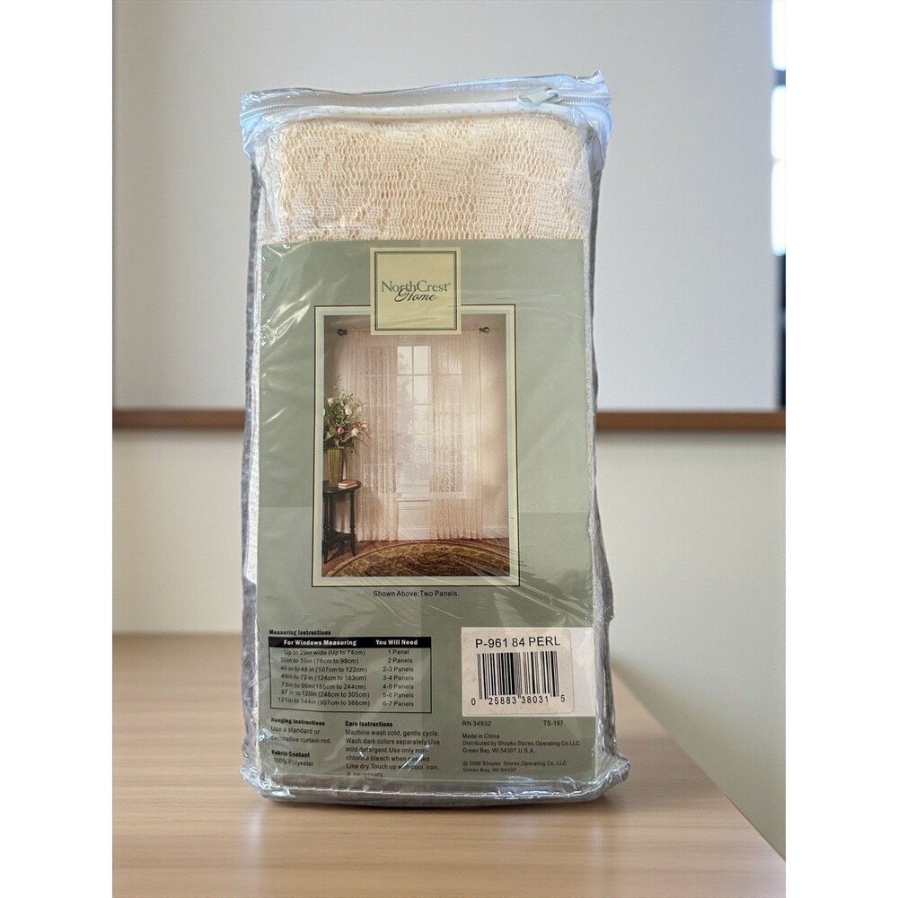 NorthCrest Sheer Crochet Curtains in Pearl